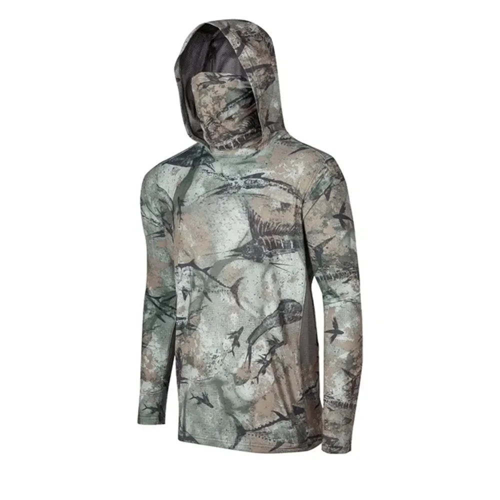 Fishing Mask Sun Protection - Camicia da Pesca Mimetica UPF 50